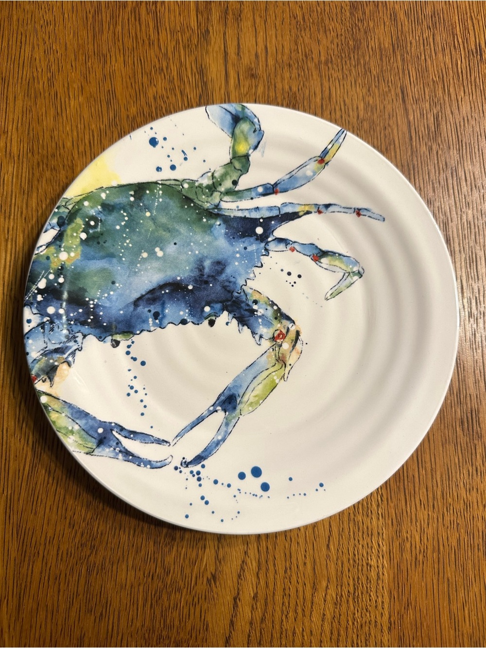 Pier 1 Imports Sea Life Crab Salad Plate 9” Ironstone Coastal Nautical Dessert